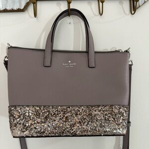 Kate Spade Greta Court Ina Satchel Glitter Gray Crossbody